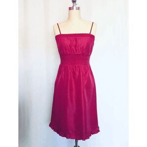 Anthropologie Women’s 4 Maeve Removable Strap Strapless Smocked Silk Dress